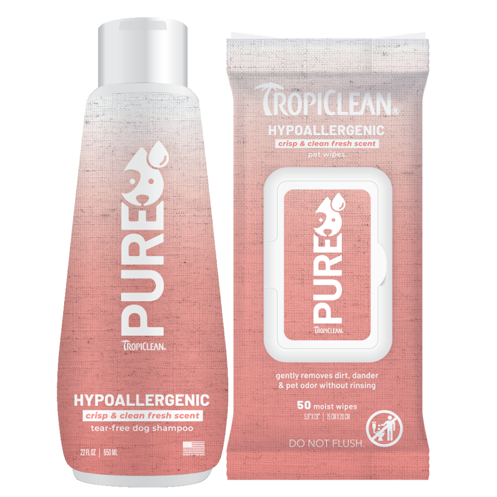 TropiClean PURE Hypoallergenic Plant-Based Pet Grooming 2 Kit