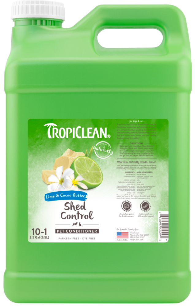 TropiClean Lime & Cocoa Butter Shed Control Conditioner for Pets, image of 2.5gal container