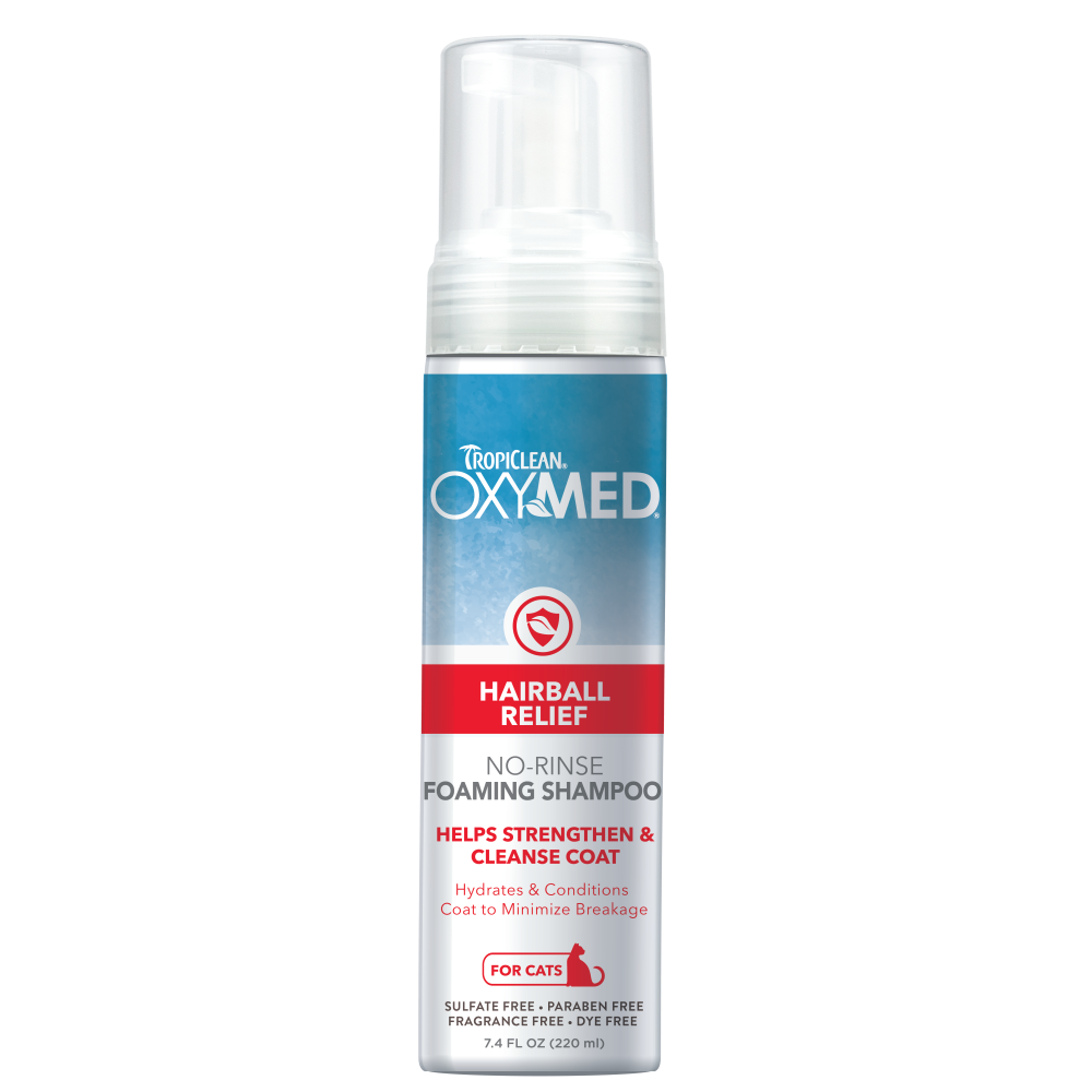 TropiClean OxyMed Waterless Dry Shampoo for Cats, image of front of bottle