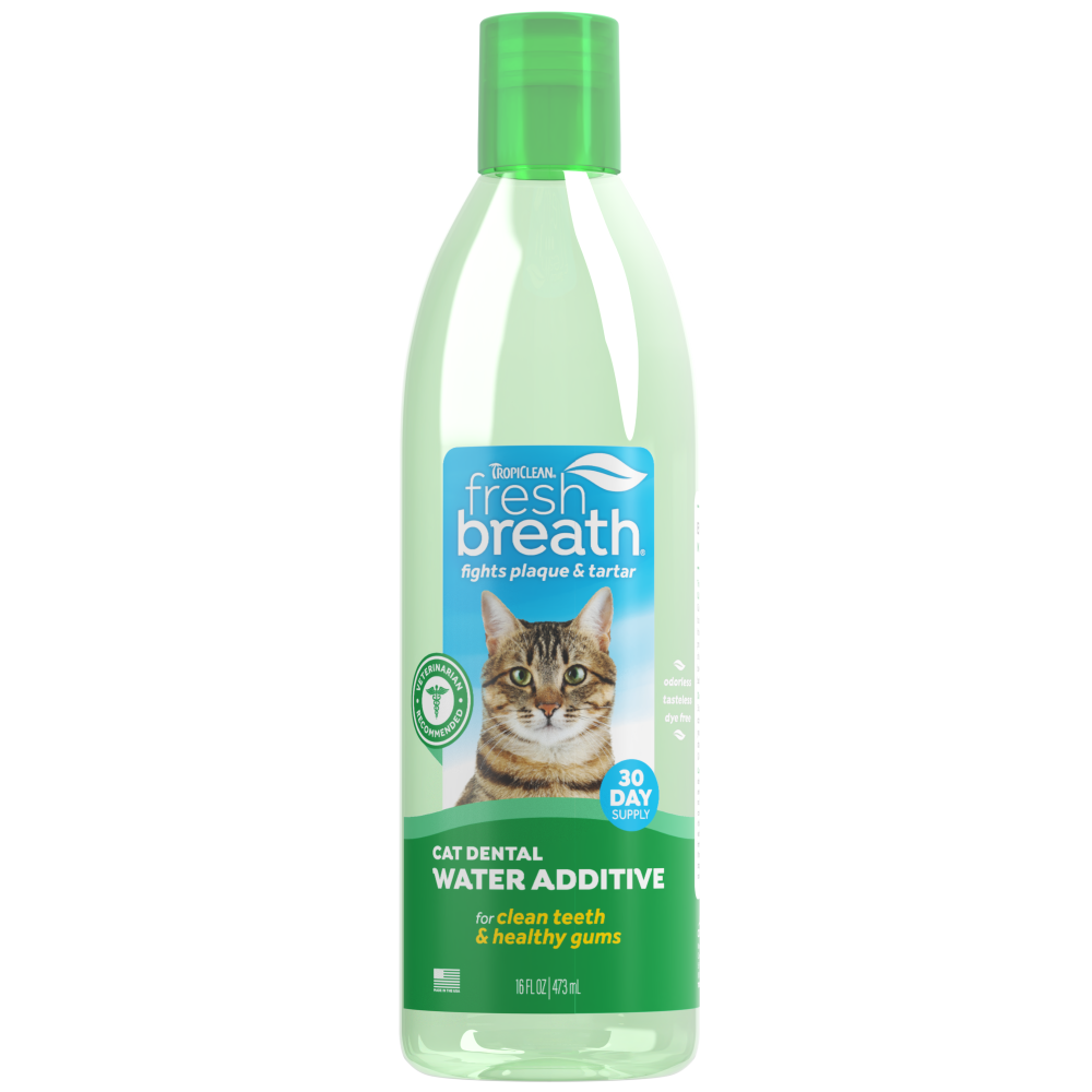 Fresh Breath by TropiClean Oral Care Water Additive for Cats, image of front of 16oz bottle