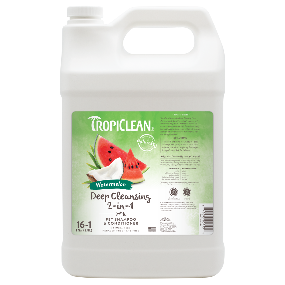 TropiClean Watermelon Refreshing 2-in-1 Pet Shampoo & Conditioner in 1 gal container