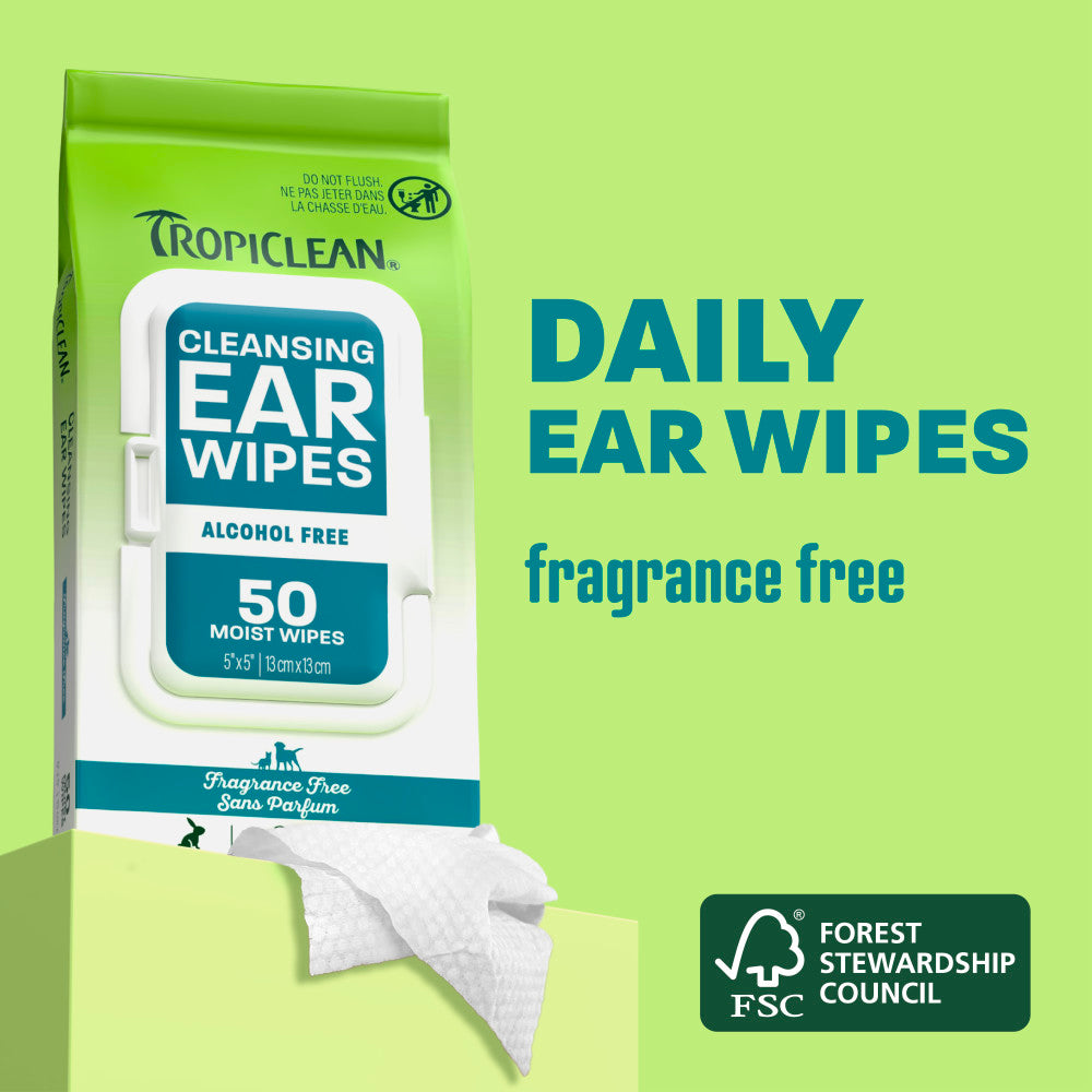 TropiClean Cleansing Ear Wipes, 50ct - 4 Pack