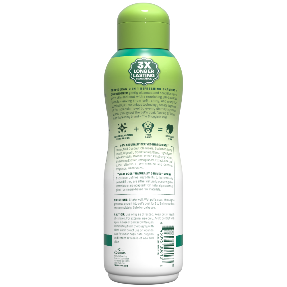 TropiClean watermelon shampoo bottle back