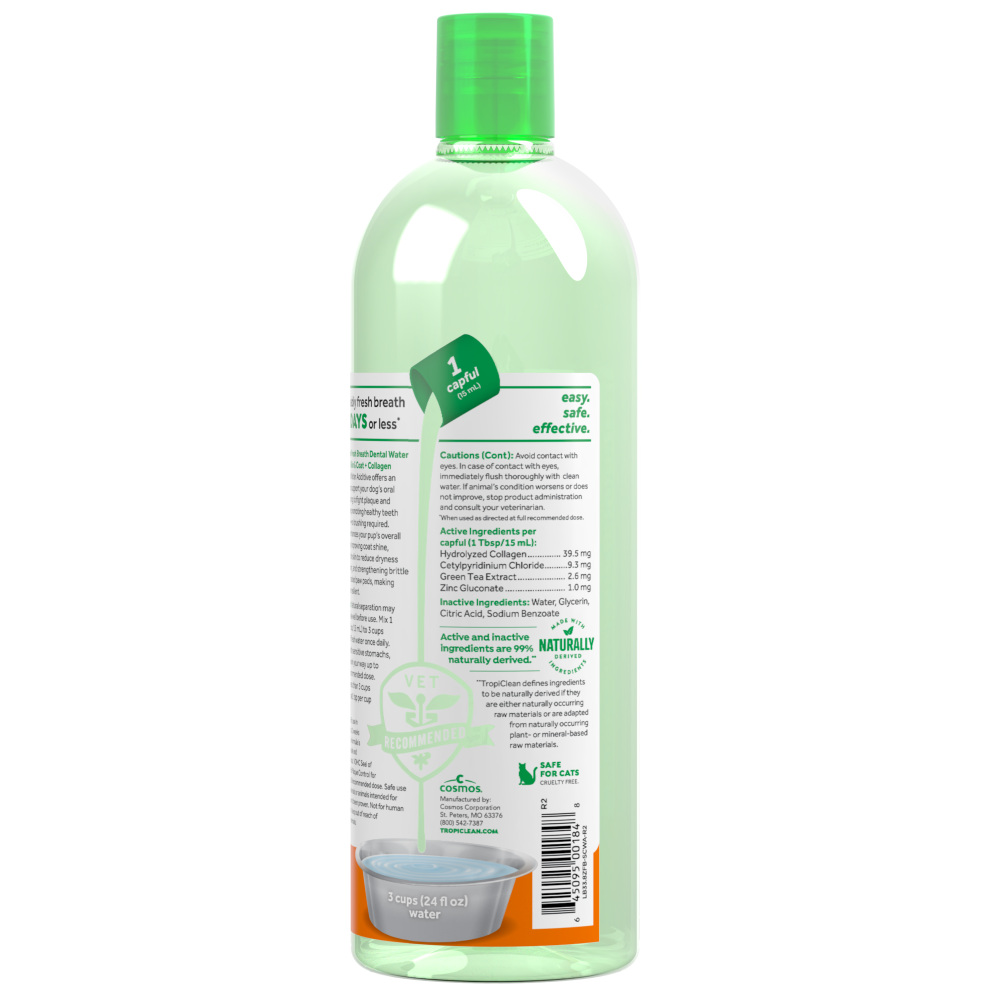 TropiClean Fresh Breath Oral Care Water Additive Plus Skin & Coat for Pets