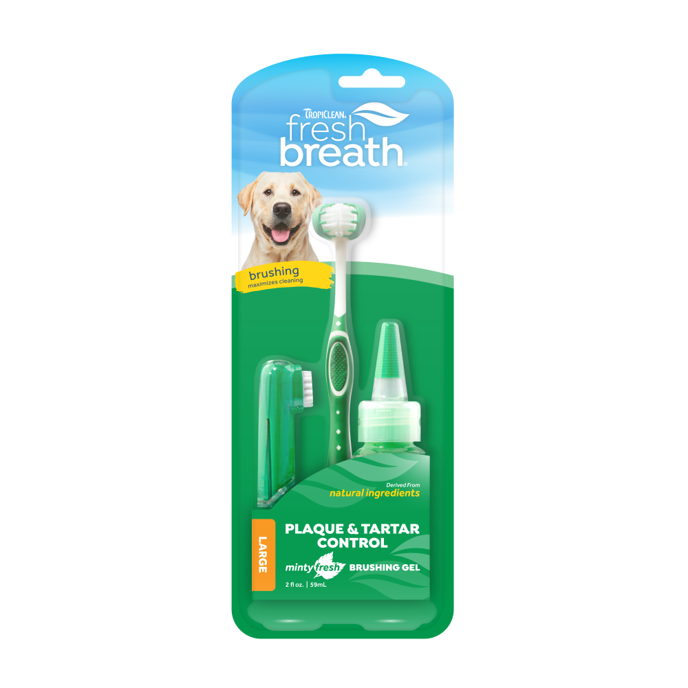 Fresh Breath by TropiClean Oral Care Kit for Small and Large Dogs, image of front of package