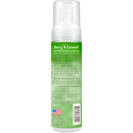 TropiClean Deep Cleansing Waterless Cat Shampoo, image of back of bottle