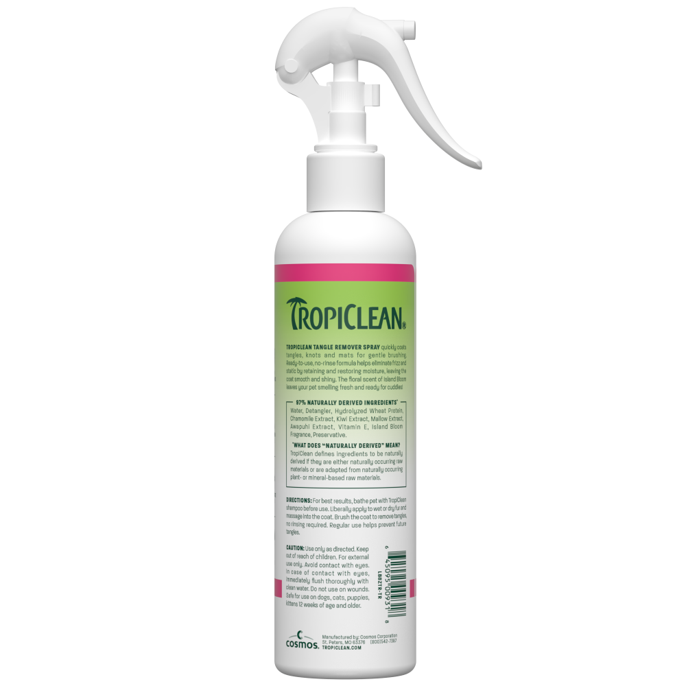 TropiClean Island Bloom Tangle Remover Pet Spray, 8oz
