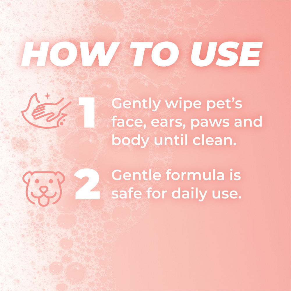 TropiClean PURE Hypoallergenic Plant-Based Wipes for Dogs & Cats, instructions on how to use