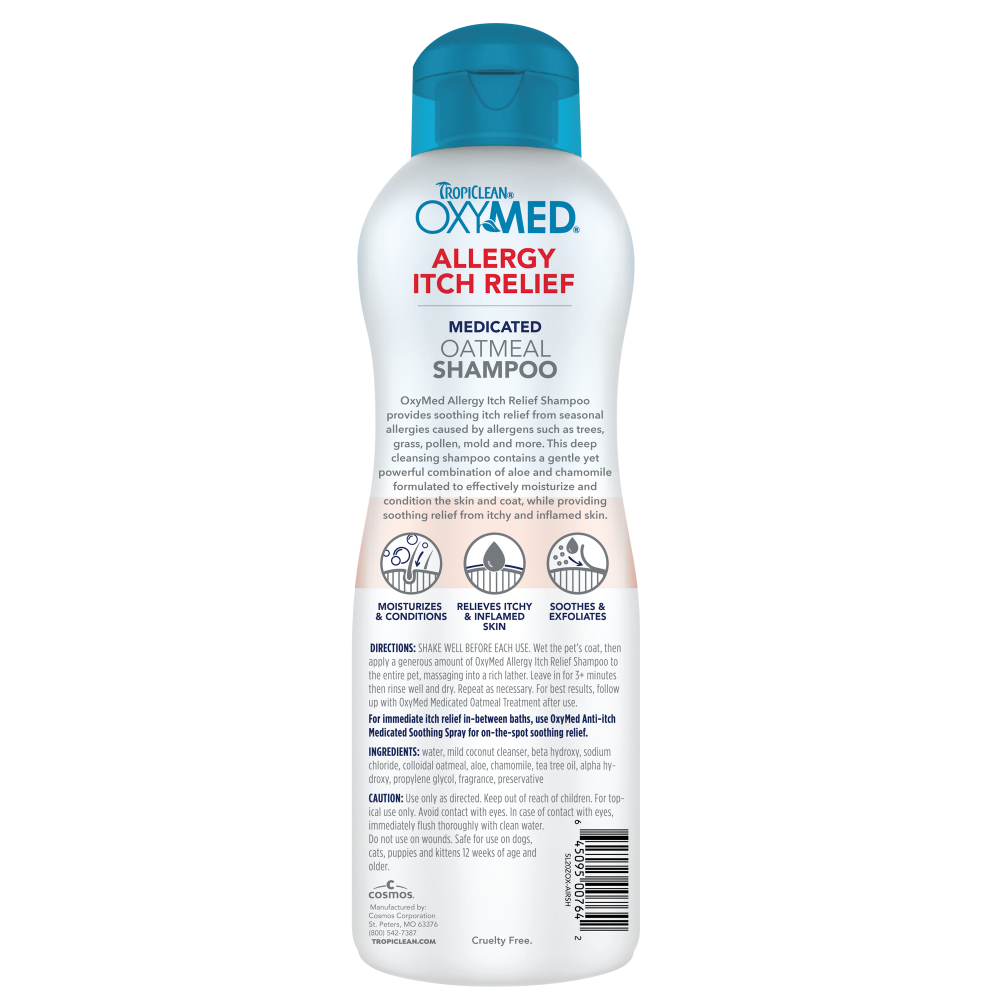 OxyMed Allergy Itch Relief shampoo bottle on a white background
