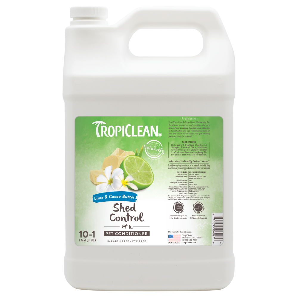 TropiClean Lime & Cocoa Butter Shed Control Conditioner for Pets, image of 1gal container