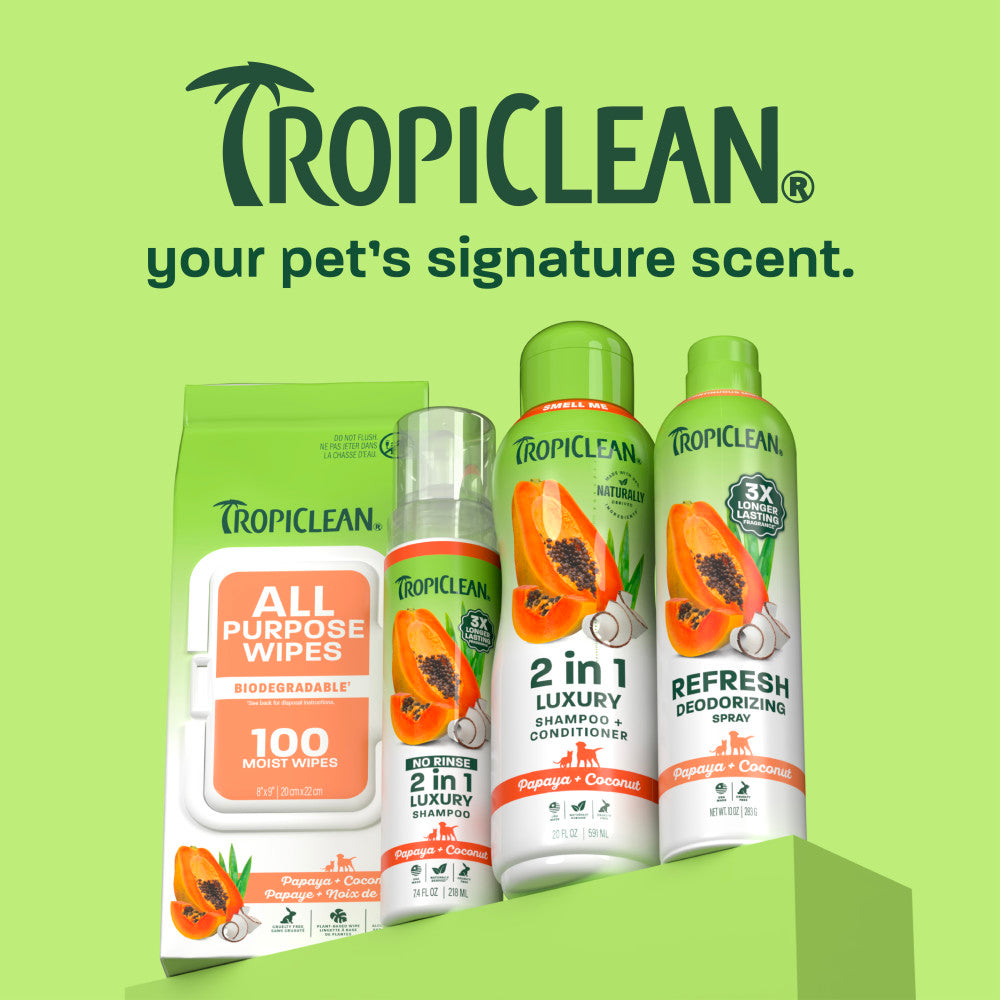 TropiClean Papaya + Coconut No Rinse Pet Shampoo, 7.4oz