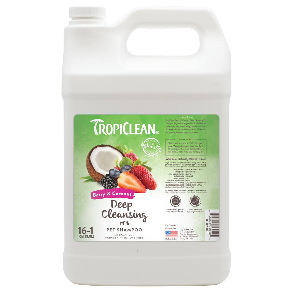 TropiClean Berry & Coconut Deep Cleansing Shampoo for Pets, image of 1 gal container