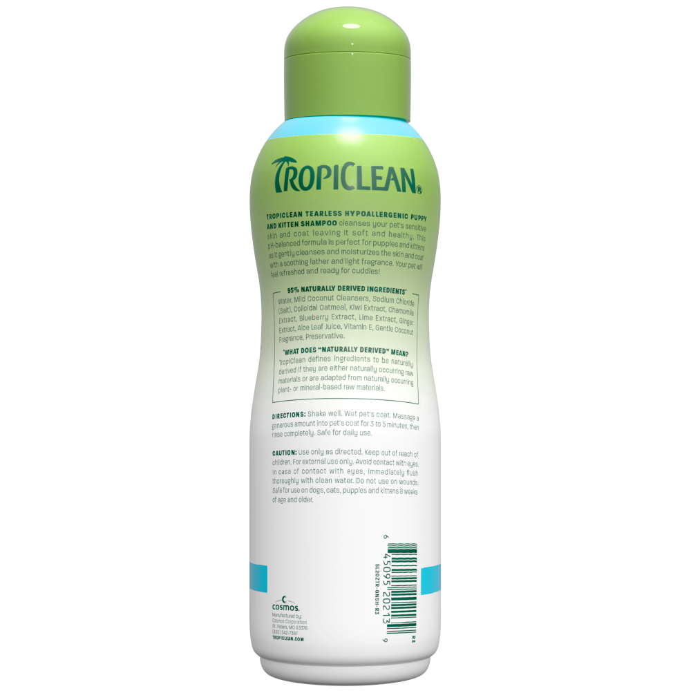 TropiClean hypoallergenic shampoo bottle back