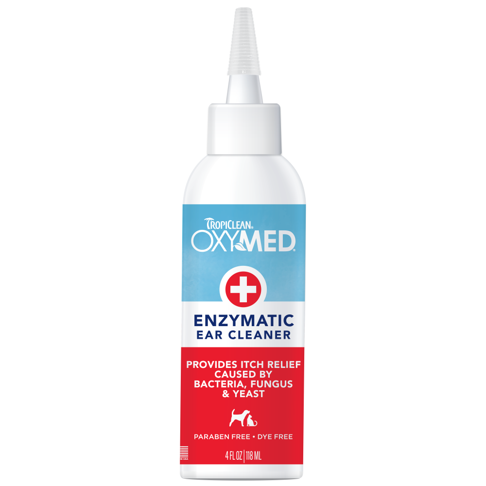 TropiClean OxyMed Enzymatic Ear Cleaner for Pets, image of front of bottle