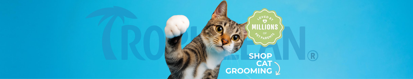 TropiClean’s Cat Grooming Products, image of cat grooming himself