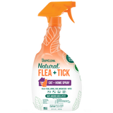 Tropiclean Natural Flea + Tick Cat + Home spray bottle on a white background