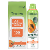 TropiClean Waterless Papaya & Coconut Dog Grooming 2 Kit