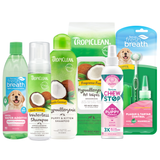 TropiClean Puppy Grooming Starter 6 Kit with Puppy Oral Care, Puppy Shampoos, Puppy Wipes, and Puppy Chew Stop Behavior Control.