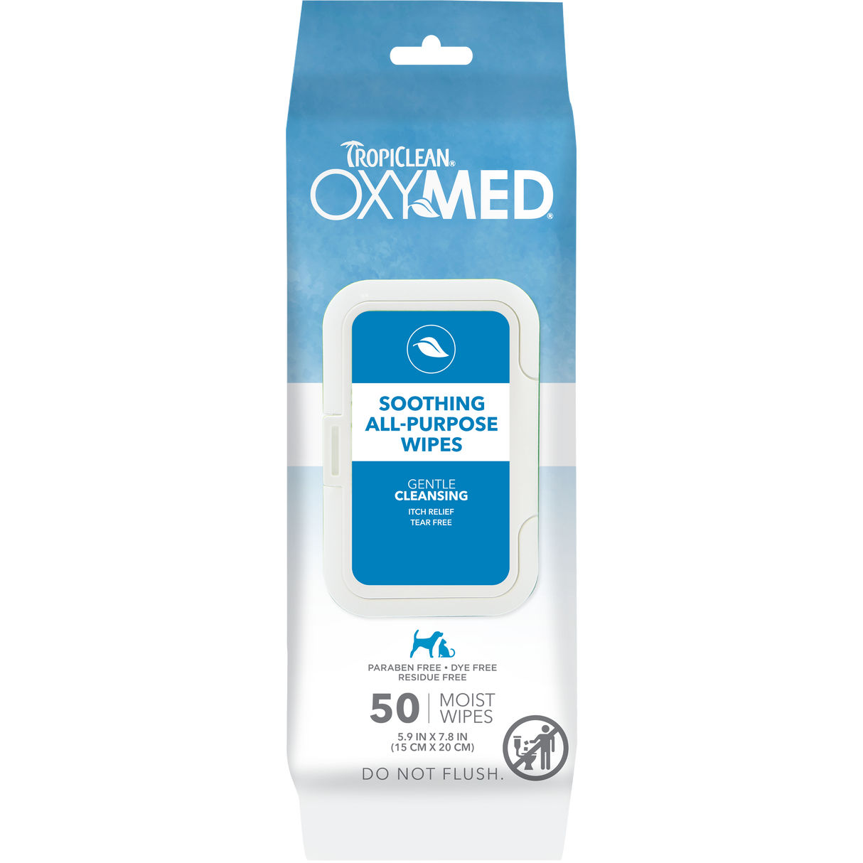 TropiClean OxyMed Soothing Relief Wipes, 50ct