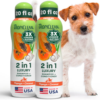 TropiClean Papaya + Coconut Pet Shampoo, 2 Pack