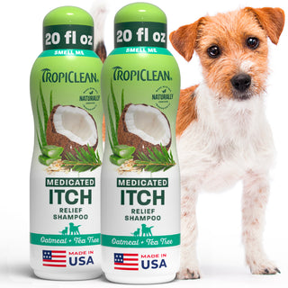 TropiClean Oatmeal + Tea Tree Medicated Itch Pet Shampoo, 2 Pack