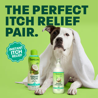 TropiClean Oatmeal + Tea Tree Medicated Itch Pet Shampoo, 20oz + TropiClean Oatmeal + Aloe Medicated Itch Relief Spray, 12 oz