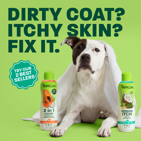 TropiClean Dog Shampoo and Conditioner & Medicated Shampoo Virtual Bundle, 20oz Each