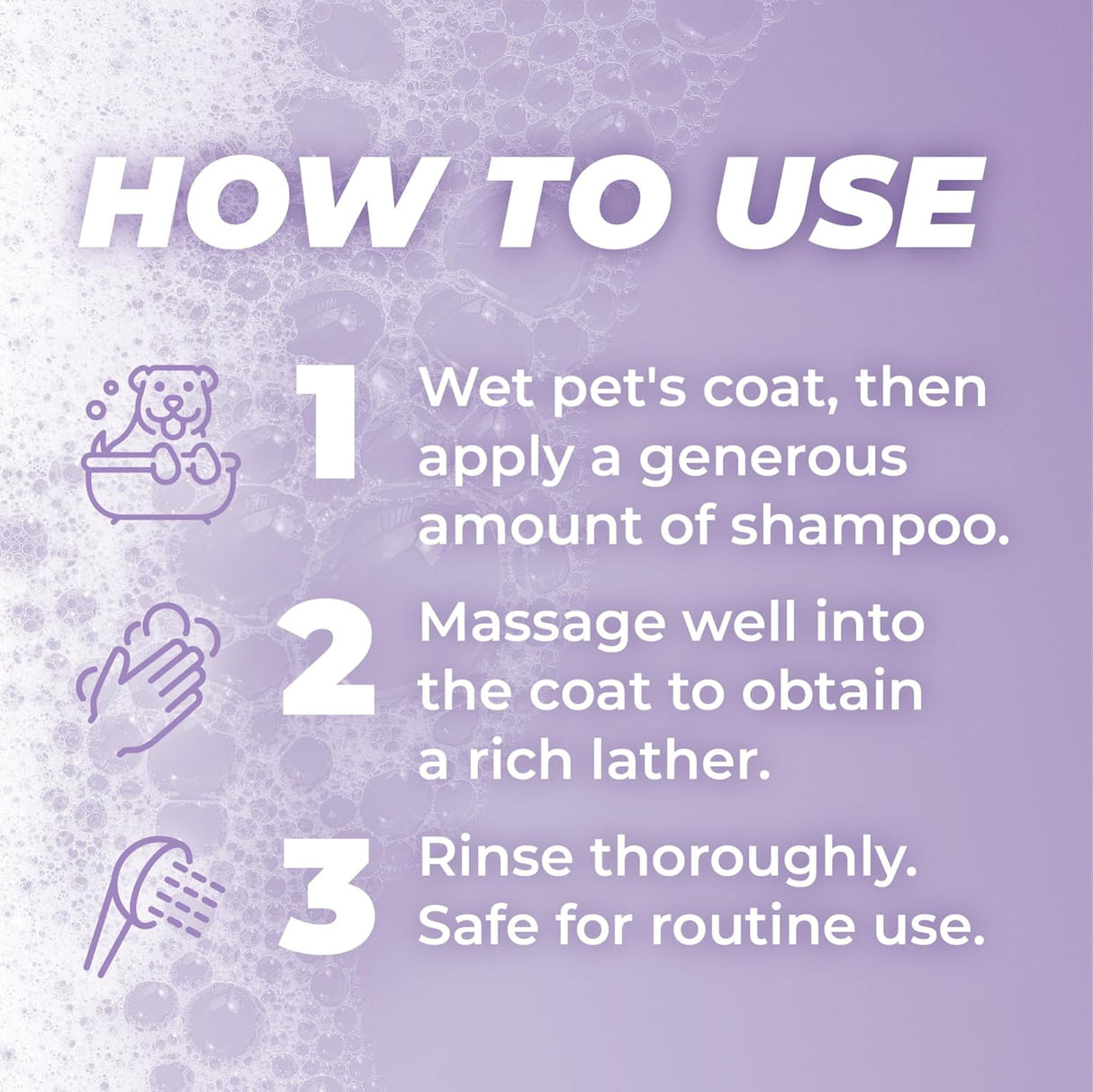 TropiClean PURE Lavender Mist Calming Plant-Based Pet Shampoo, instructions