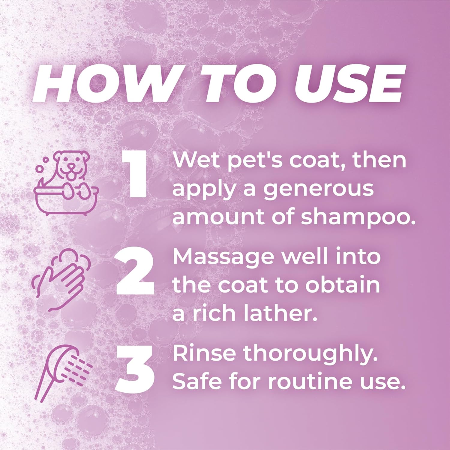 TropiClean PURE Brightening Bliss Whitening Plant-Based Dog Shampoo, instructions.