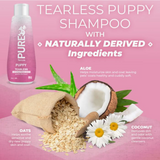 TropiClean PURE Raindrop Kisses Tearless Plant-Based Puppy Shampoo, image of ingredients
