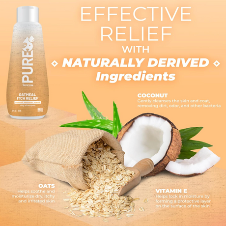 TropiClean PURE Sunset Summer Oatmeal Itch Relief Plant-Based Pet Shampoo, Ingredients