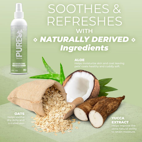 TropiClean PURE Sweet Meadow Deodorizing Plant-Based Pet Spray. Ingredients