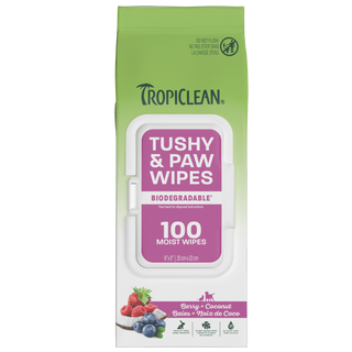 TropiClean Tushy & Paw Wipes front