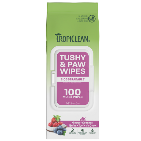 TropiClean Tushy & Paw Wipes front