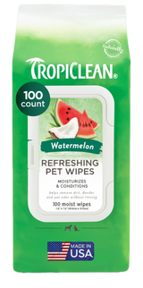 TropiClean Watermelon 2-In-1 Refreshing Wipes for Dogs & Cats, front of package