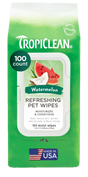 TropiClean Watermelon 2-In-1 Refreshing Wipes for Dogs & Cats, front of package