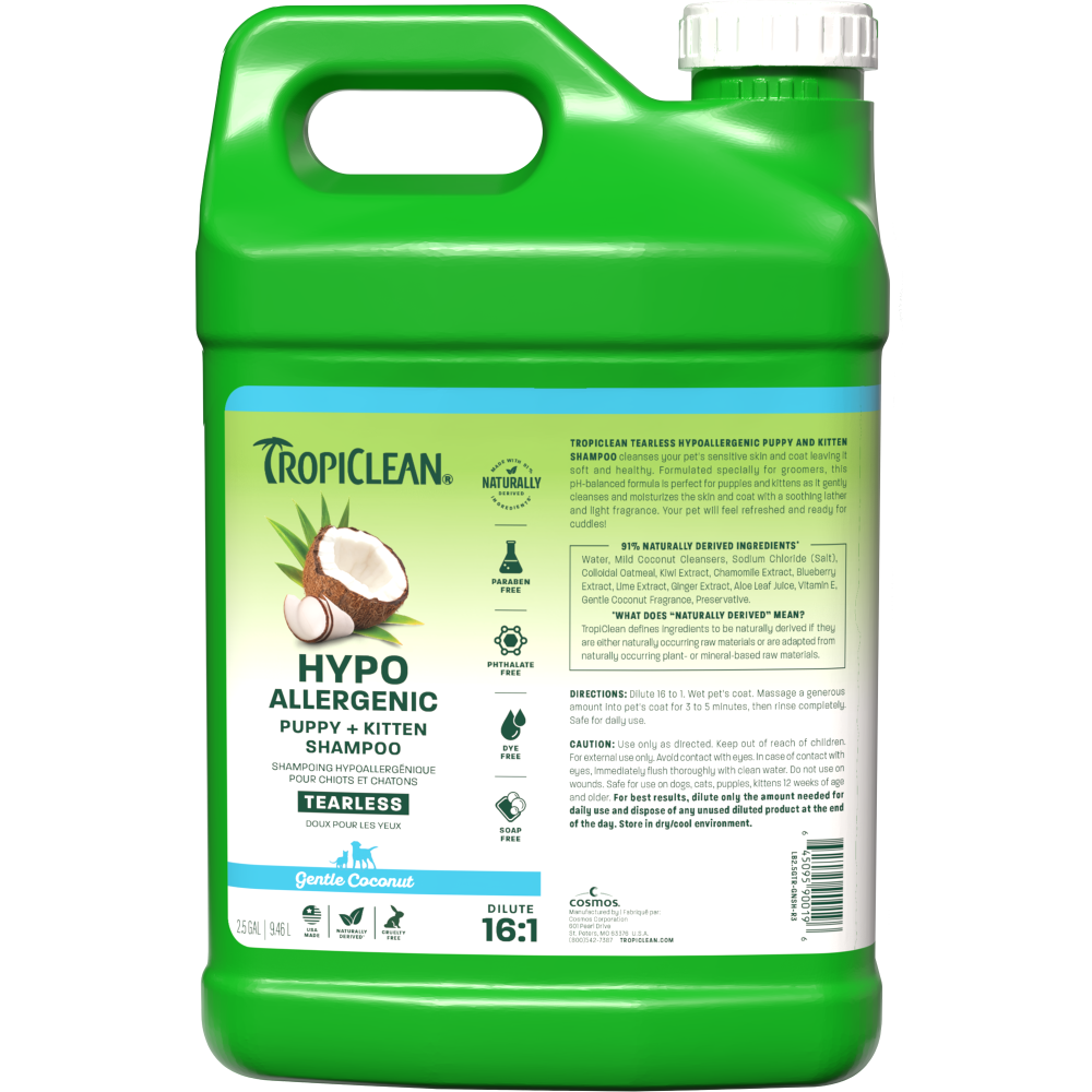 TropiClean hypoallergenic shampoo 2.5 gallon front