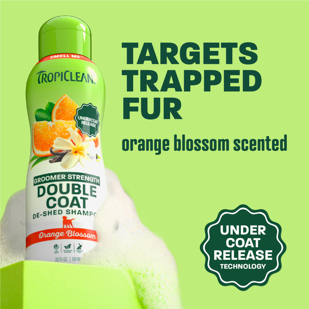 TropiClean Orange Blossom Thick Double Coat Dog Shampoo, 20oz - Lined Cap