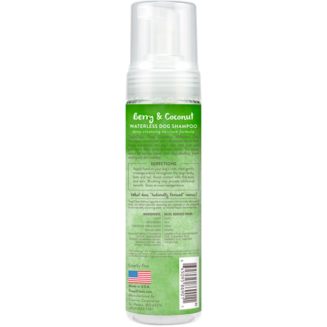 TropiClean Deep Cleansing Waterless Dog Shampoo, image of back of bottle