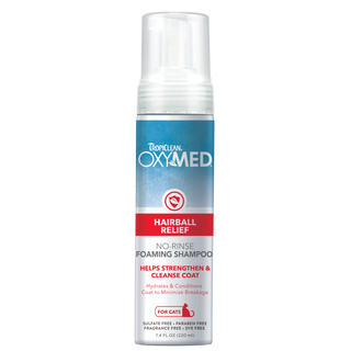 TropiClean OxyMed Waterless Dry Shampoo for Cats, image of front of bottle