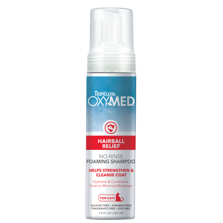 TropiClean OxyMed Waterless Dry Shampoo for Cats, image of front of bottle