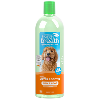 TropiClean Fresh Breath Oral Care Water Additive Plus Skin & Coat for Pets