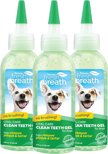 3 bottles of teeth gel on white background.