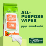 TropiClean wipes pouch on light green background.