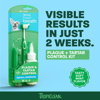 TropiClean Fresh Breath Soft Mint Plaque & Tartar Control Kit for Small/Med Dogs, 2oz