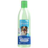 TropiClean Fresh Breath Max Strength Dental Water Additive for Dogs, front image of 16oz bottle