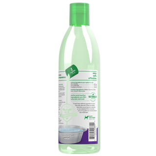 TropiClean Fresh Breath Dental Water Additive + Urinary Tract Support for Cats, back image of bottle