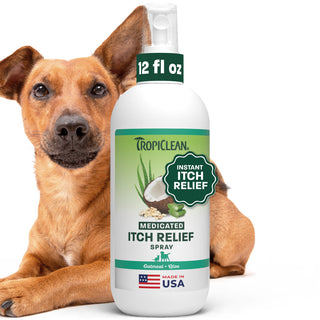 TropiClean Oatmeal + Aloe Medicated Itch Relief Pet Spray, 12oz