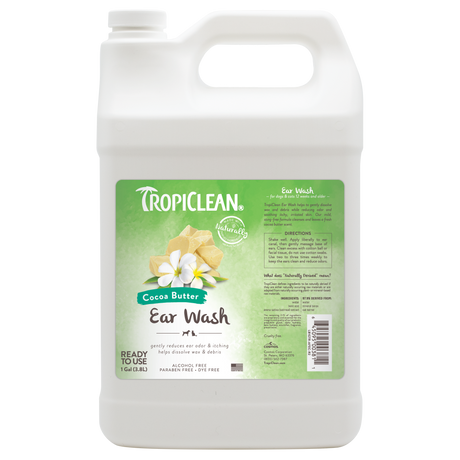 Tropiclean Cocoa Butter Ear Wash 1 galloncontainer on a white background