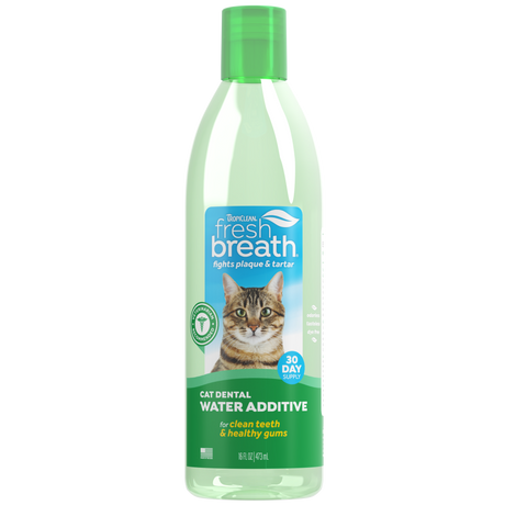 Fresh Breath by TropiClean Oral Care Water Additive for Cats, image of front of 16oz bottle